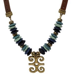West Africa Tribal Necklace Ram Horns Dwennimmen Adinkara Pendant Bohemian Boho